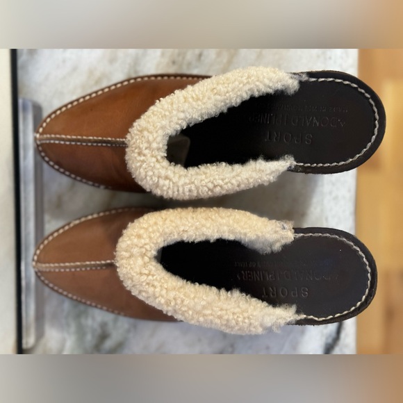 Donald J Pliner BHappy Leather Sport Mules with Sherpa Trim Size 8.5M - Picture 6 of 9